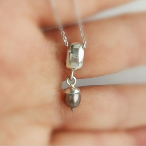 Grey Freshwater Pearl Pendant Necklace in Sterling Silver