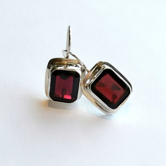 5ct Garnet Drop Earrings in Sterling Silver