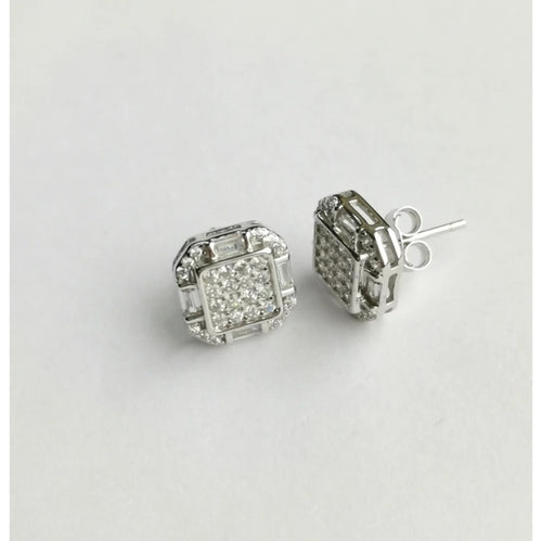 Art Deco Styled Earrings in Sterling Silver and CZ