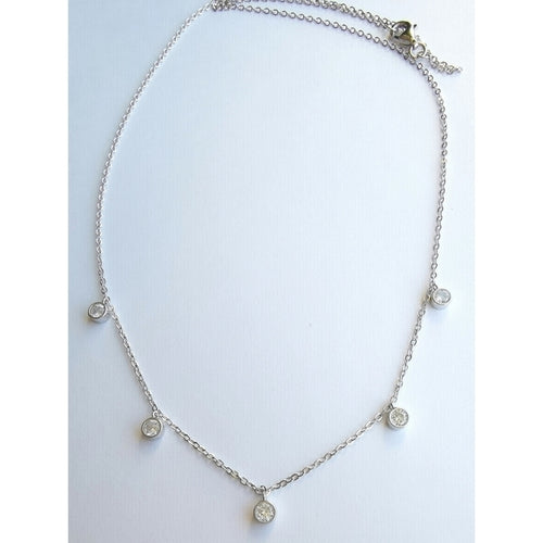 CZ Droplet Necklace in Sterling Silver 18"