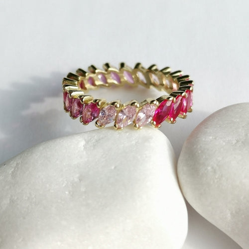 Pink Spinel Eternity Band Ring in 14k Gold Vermeil