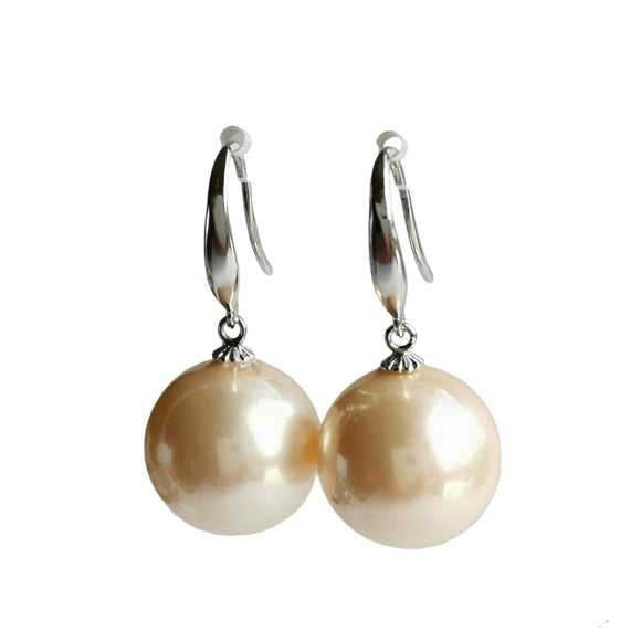 Vanilla Shell Pearl Drop Earrings on Sterling Silver