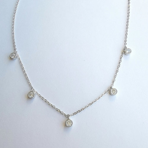 CZ Droplet Necklace in Sterling Silver 18"