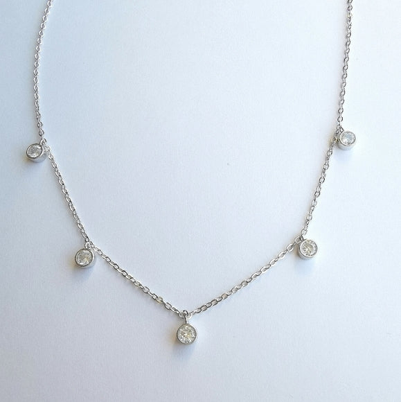 CZ Droplet Necklace in Sterling Silver 18"