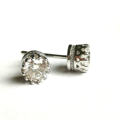 Small Cathedral Set CZ Stud Earrings in Sterling Silver