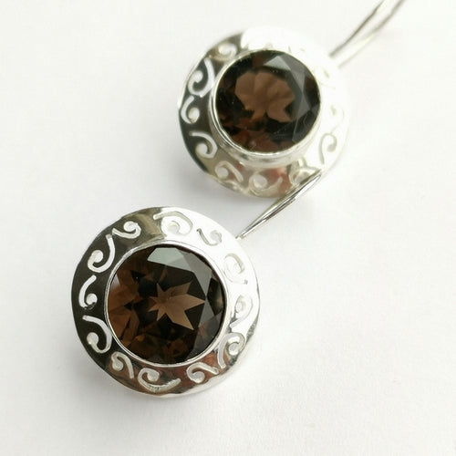 Smokey Topaz / Smoky Quartz Drop Earrings in Sterling Silver