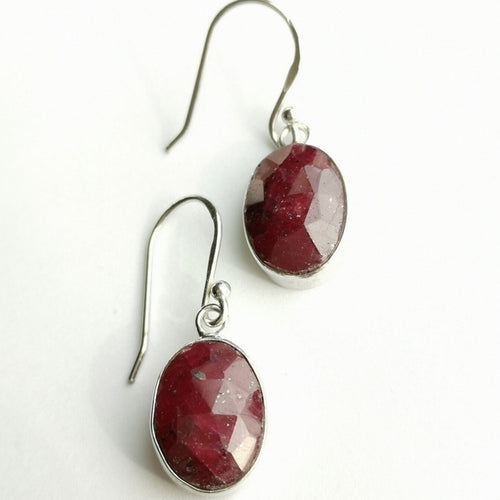 Ruby Sterling Silver Dangle Drop Earrings