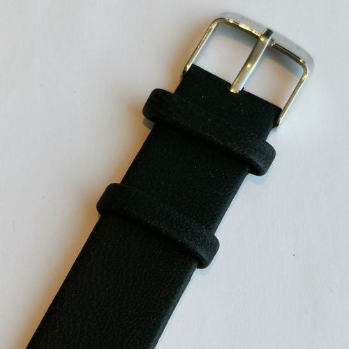 Unisex Watch Black Large Face and Black Leather Strap Quartz