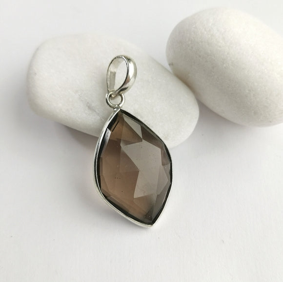 Navette Smokey Topaz / Smoky Quartz Pendant