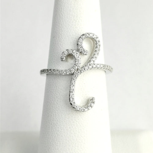 CZ "Curls" Cocktail Ring in Sterling Silver