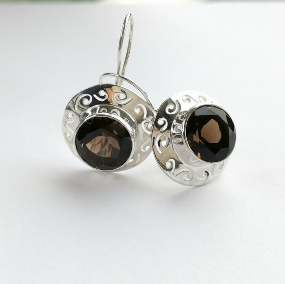 Smokey Topaz / Smoky Quartz Drop Earrings in Sterling Silver