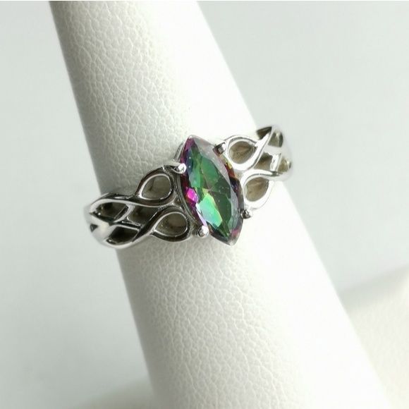 Mystic Topaz infinity Symbol ring in Sterling Silver size 6