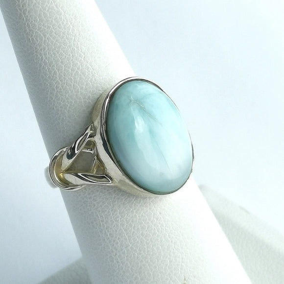 Cabochon Larimar Ring in Sterling Silver size 7 1/4