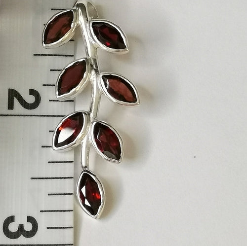 Garnet Branch Pendant Necklace in Sterling Silver