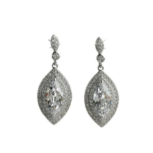 Art Deco Marquise Drop Earrings in CZ and Stering Silver