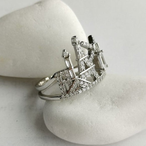 Paris Skyline Cityscape Ring in Sterling Silver and CZ