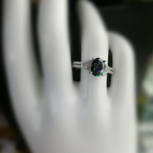 Mystic Topaz Ring with CZ accents  size  8