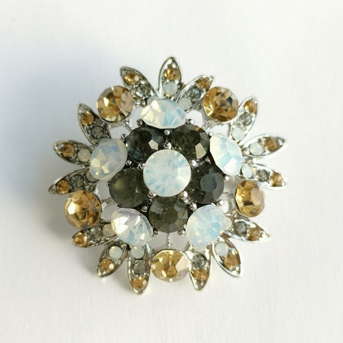 Retro Mid Century Modern Crystal Cluster Brooch