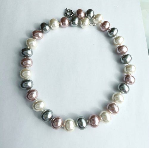 Tri Colour Tahitian Shell Pearl Choker Necklace