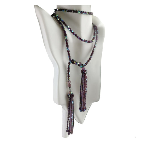 Vintage Czech Plum a/b Crystal Lariat Necklace