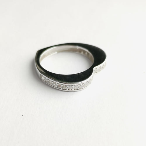 Heart Profile Eternity Ring in Sterling Silver and CZ