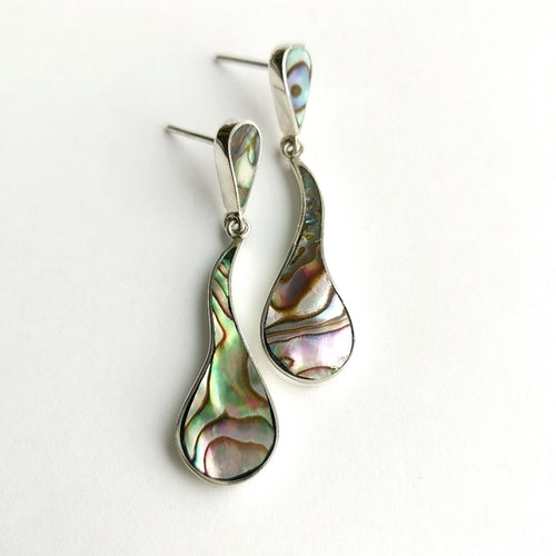 Abalone Shell Dangle Earrings in Sterling Silver