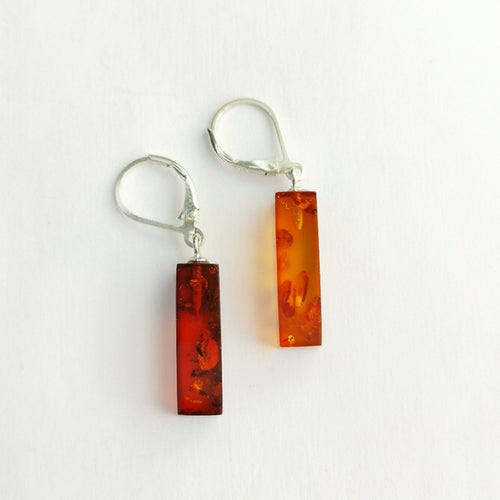 Cubist Baltic Amber Lever Back Earrings in Sterling Silver