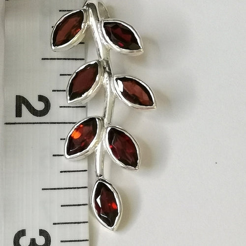 Garnet Branch Pendant Necklace in Sterling Silver