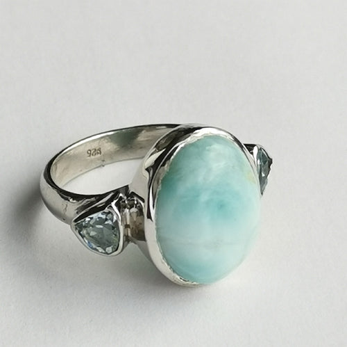 Larimar Blue Topaz Ring in Sterling Silver size 8