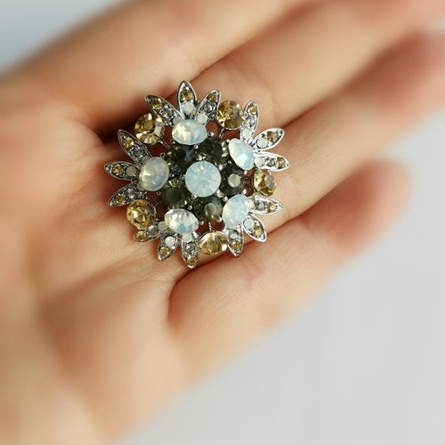 Retro Mid Century Modern Crystal Cluster Brooch