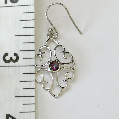 Filigree Earrings of Sterlig Silver with  Mystic Topaz