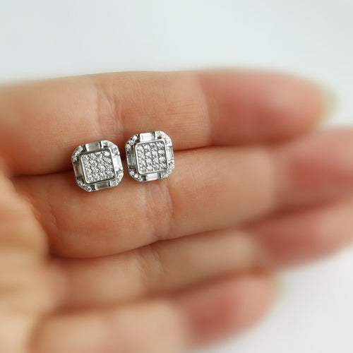 Art Deco Styled Earrings in Sterling Silver and CZ