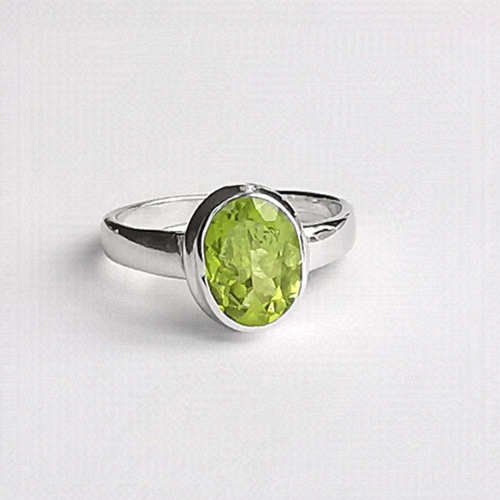 Apple Green Peridot Ring in Sterling Silver size 6