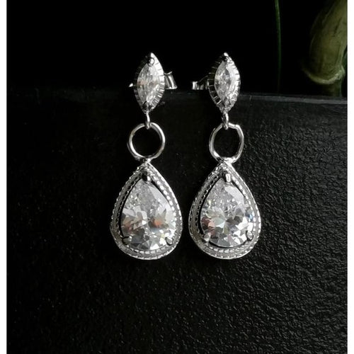 Teardrop CZ Earrings in Sterling Silver