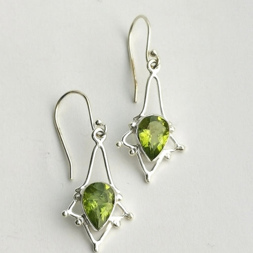 "Sparklers" Peridot Dangle Drop Earrings in Sterling Silver