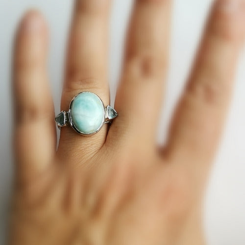 Larimar Blue Topaz Ring in Sterling Silver size 8