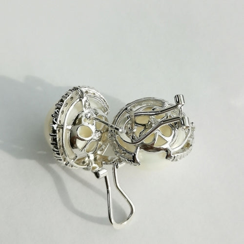 South Sea Pearl White Sapphire Earrings