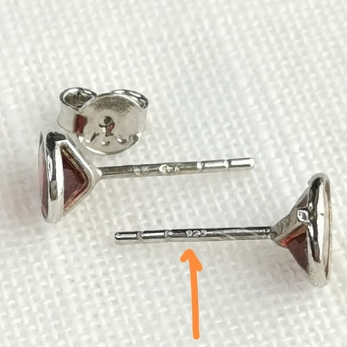 Oval Garnet Stud Earrings in Sterling Silver