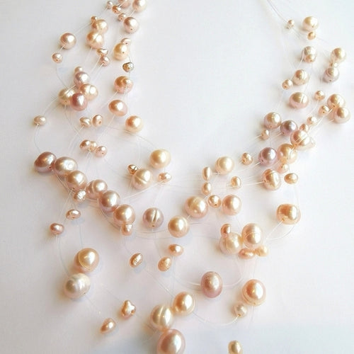 Blush Pink Freshwater Pearl Illusion Necklace