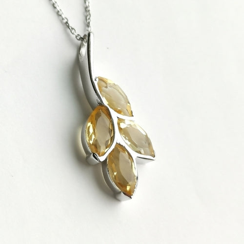 Citrine "Leaves" Pendant Necklace in Sterling Silver