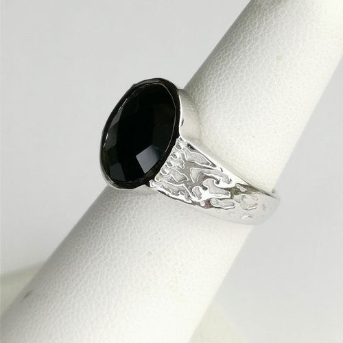 Black Onyx Signet Ring  in Sterling Silver size 6