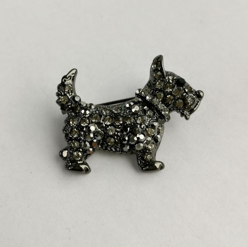 Black Scottie Terrier Crystal Dog Brooch