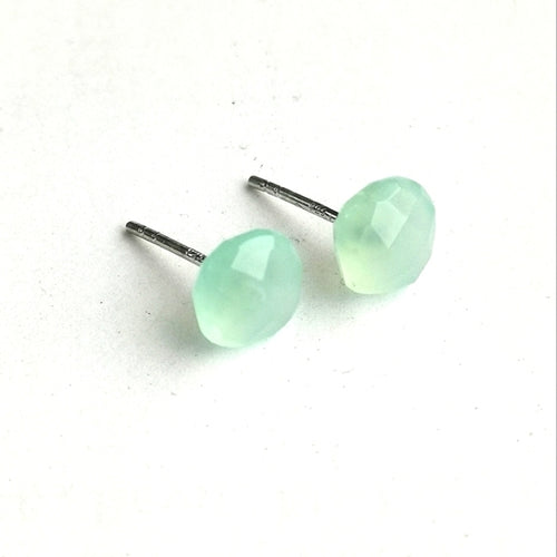 Aqua Chalcedony Stud Earrings on Sterling Silver Post