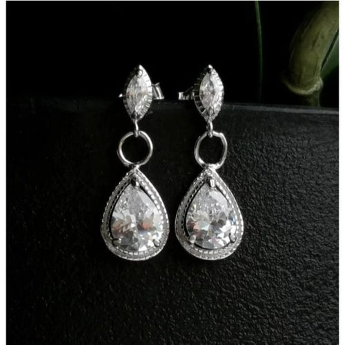 Teardrop CZ Earrings in Sterling Silver