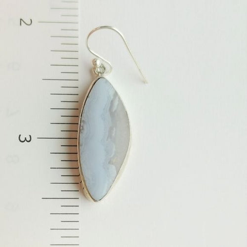 Freeform Blue Lace Agate Drop Earrings in Sterling Silver