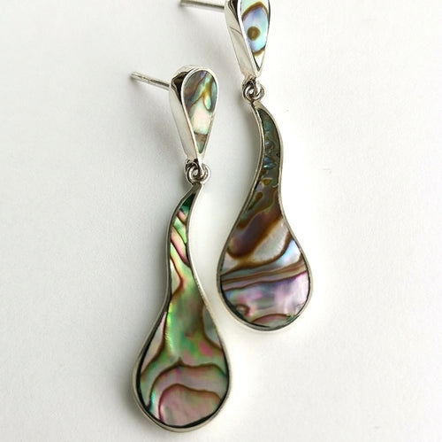 Abalone Shell Dangle Earrings in Sterling Silver