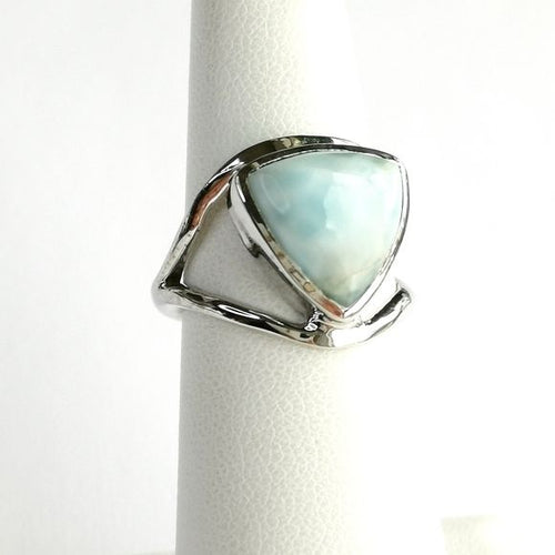 Trillion Cabochon Larimar Ring in Sterling Silver size 6