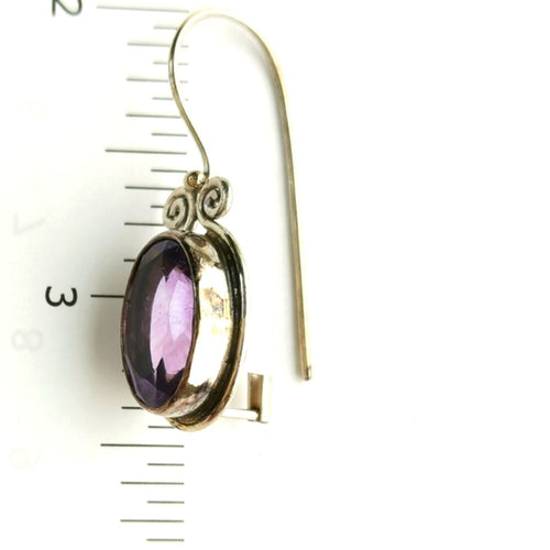 Oval Cut Amethyst Drop Earrings in Sterling Silver