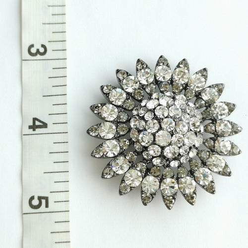 Vintage Large Sunburst Crystal Brooch