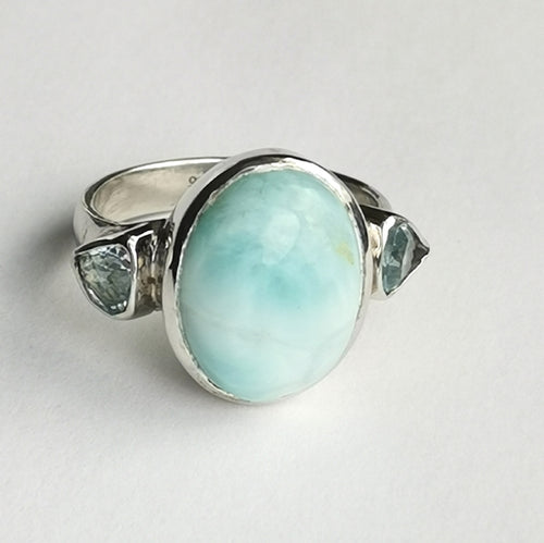 Larimar Blue Topaz Ring in Sterling Silver size 8